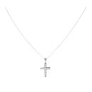 Silver Cubic Zirconia Cross Pendant And Chain 18" By Icesia