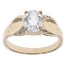 9ct Yellow Gold 0.02ct Diamond and Blue Gemstone Single Stone Ring