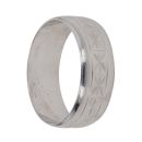18ct White Gold Patterned Wedding Band 7mm