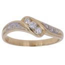 18ct Yellow Gold 0.22ct Brilliant Cut Diamond Twist Trilogy Ring