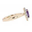 9ct Yellow Gold 0.35ct Diamond And Amethyst Ring