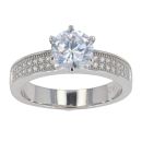 Silver Cubic Zirconia Solitaire Shoulders Ring by Icesia