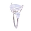 Silver Cubic Zirconia Pear Shaped Dress Ring by Icesia