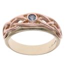 9ct Yellow and Rose Gold Blue Gemstone Annwyl Ring