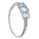 9ct White Gold 0.05ct Diamond and Aquamarine Three Stone Ring