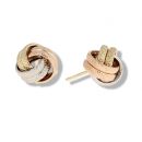 9ct Yellow, White And Rose Gold Knot Stud Earrings