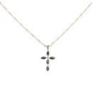 9ct Yellow Gold 0.01ct Diamond and Sapphire Cross Pendant and Chain 18"