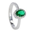 Silver Cubic Zirconia And Green Cluster Ring by Icesia