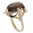 9ct Yellow Gold Smoky Quartz Single Stone Ring