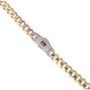 14ct Yellow Gold Monaco Curb Classic Pave Lock Chain 22"
