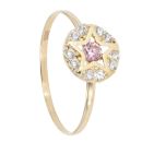 14ct Yellow Gold Cubic Zirconia Pink Gemstone Star Ring