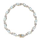 9ct Yellow Gold 0.05ct Diamond And Blue Topaz Bracelet 7"