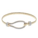 9ct Yellow Gold Cubic Zirconia Twist Patterned Hinged Bangle