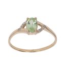 9ct Yellow Gold 0.05ct Diamond and Green Gemstone Ring