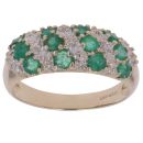9ct Yellow Gold 0.05ct Diamond And Emerald Cluster Ring