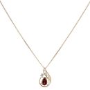 9ct Yellow Gold 0.01ct Diamond and Garnet Pendant and Chain 16"