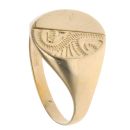 9ct Yellow Gold Half Patterned Oval Signet Ring