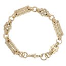 9ct Yellow Gold Patterned Stars and Bars Bracelet 8.5"