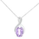 9ct White Gold Amethyst and Diamond Crossover Pendant Necklace