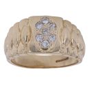 9ct Yellow Gold Cubic Zirconia Cluster Signet Ring