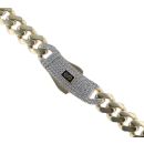 14ct Yellow Gold Monaco Classic Plain Pave Lock Curb Chain 16"