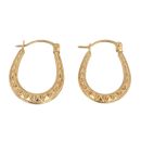 9ct Yellow Gold Patterned Mini Creole Earrings