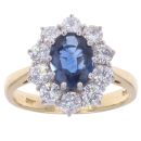18ct Yellow And White Gold 1.00ct Diamond And Sapphire Cluster Ring