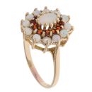 9ct Yellow Gold Garnet and Opal Cluster Ring