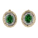 14ct Yellow and White Gold Green Gemstone Earrings