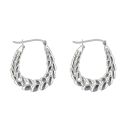 Silver Flat Wheat Hoop Earrings By Icesia