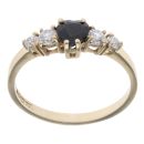 9ct Yellow Gold Cubic Zirconia and Sapphire Heart Ring