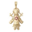9ct Yellow Gold Moveable Cubic Zirconia Ragdoll Pendant