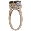 9ct Yellow Gold 0.15ct Diamond and Green Tourmaline Ring