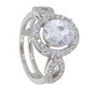 Silver Cubic Zirconia Oval Fancy Ring by Icesia