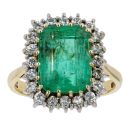18ct Yellow And White Gold Emerald And Diamond Cluster