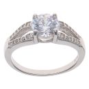 Silver Cubic Zirconia Single Stone Fancy Ring