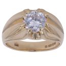 9ct Yellow Gold Cubic Zirconia Solitaire Ring