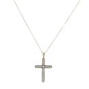 9ct Yellow Gold Cubic Zirconia Cross Pendant and Chain 20"