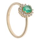 9ct Yellow Gold 0.10ct Diamond and Emerald Cluster Ring