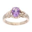 9ct Yellow Gold Created Amethyst Stone Set Ring
