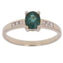 9ct Yellow Gold Cubic Zirconia and Emerald Solitaire Ring