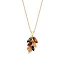 18ct Yellow ﻿Gold on Sterling Silver Baltic Amber Multi Leaf Drop Pendant Necklace