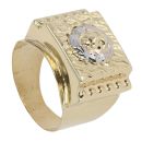 14ct Yellow And White Gold Lion Signet Ring