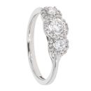 18ct White Gold Certificated Diamond Halo Trilogy  Ring