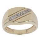 9ct Yellow Gold 0.05ct Diamond Stripe Signet Ring