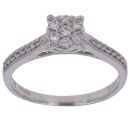 9ct White Gold 0.20ct Brilliant Cut Diamond Cluster Ring