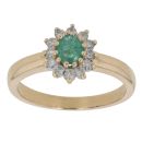 18ct Yellow Gold 0.25ct Diamond And Emerald Cluster Ring