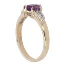 9ct Yellow Gold 0.04ct Diamond And Created Amethyst Ring