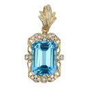14ct Yellow Gold Blue Topaz and Cubic Zirconia Pendant