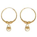 22ct Yellow Gold Meteor Drop Hoop Earrings